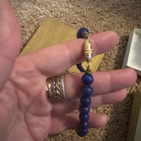 Lapis and Jade Buddha Hand strung Beaded Necklace - Picture 5 of 8